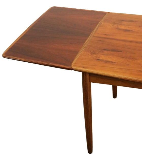 Image 1 of Table de salle à manger rectangulaire à rallonge en bois de rose 'Rinteln' vintage