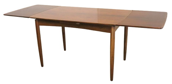 Image 1 of Table de salle à manger rectangulaire à rallonge en bois de rose 'Rinteln' vintage