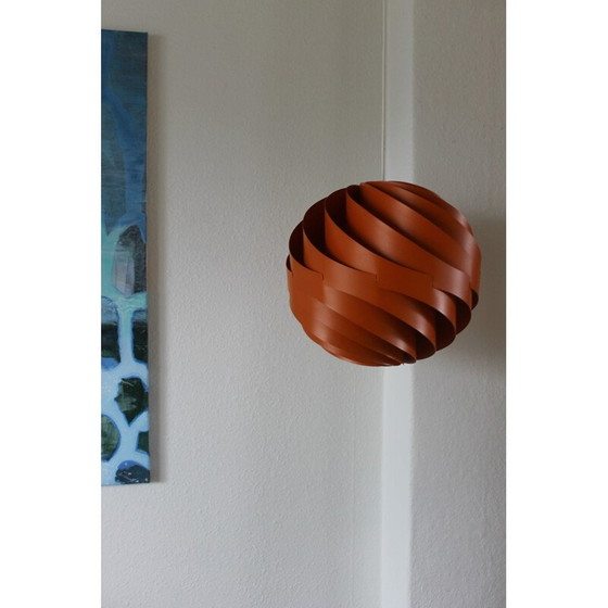 Image 1 of Vintage orange aluminum pendant lamp in turbo model by Louis Weisdorf, Denmark 1965