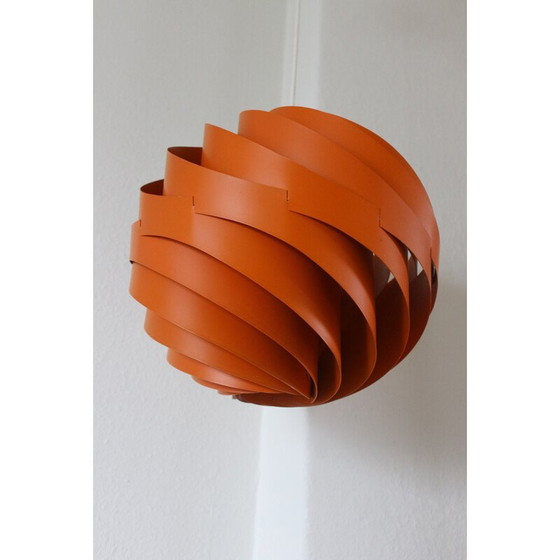Image 1 of Vintage orange aluminum pendant lamp in turbo model by Louis Weisdorf, Denmark 1965