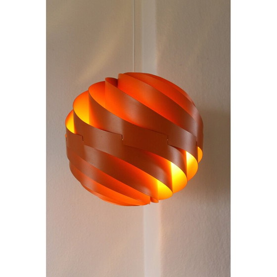 Image 1 of Vintage orange aluminum pendant lamp in turbo model by Louis Weisdorf, Denmark 1965