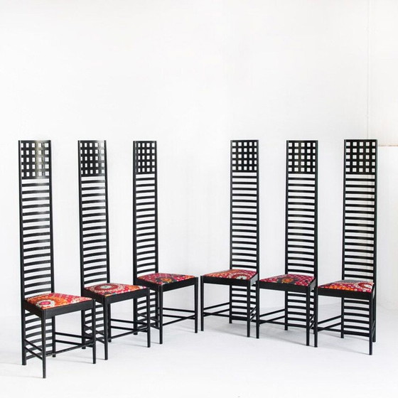 Image 1 of Set of 6 vintage 292 Hill House chairs by Charles Rennie Mackintosh for Cassina, Italy 1990