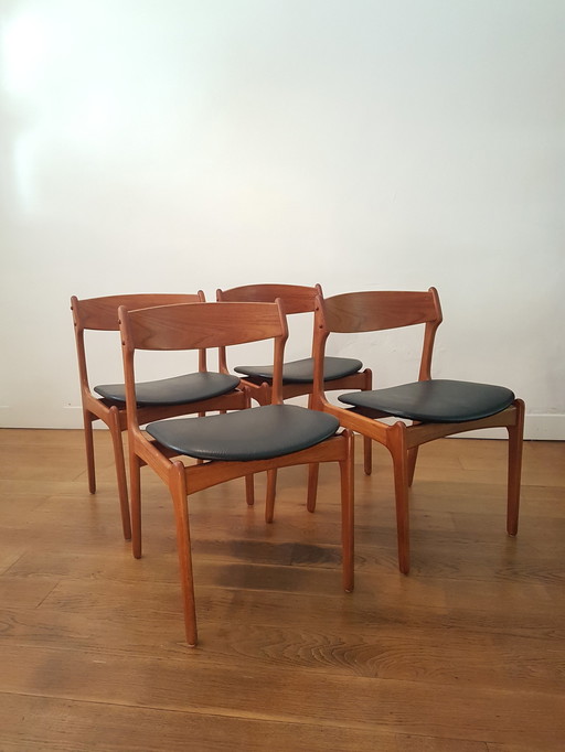 4x Erik Buck dining chairs for O.D. Møbler