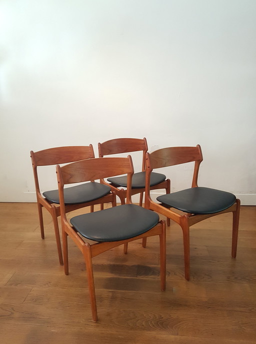 4x Erik Buck dining chairs for O.D. Møbler