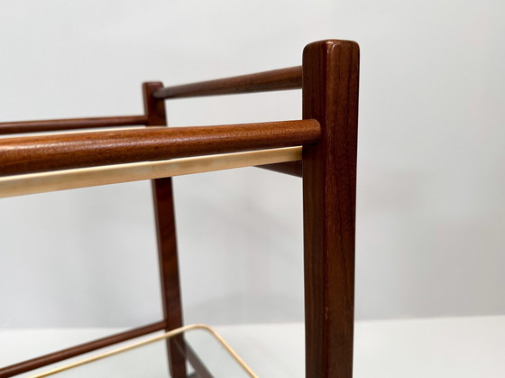 Image 1 of Carrello vintage in teak Coja Culemborg con due ripiani in vetro