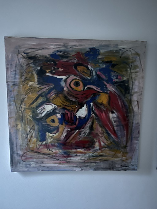 3X Modern Art Paintings Bouro - Karel Appel Inspired