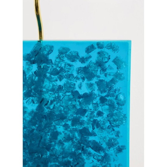 Image 1 of Pair of vintage turquoise fractal resin lamps, 1980