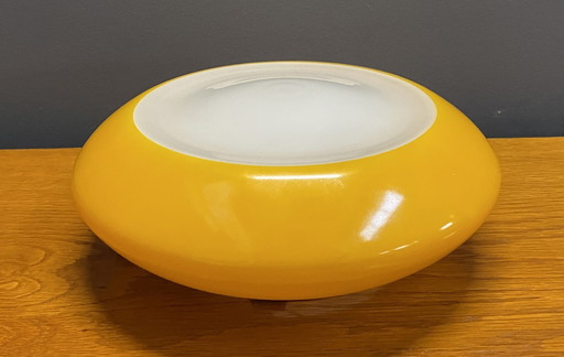 Ekilux Yellow And White Ceiling Lamp 1970S