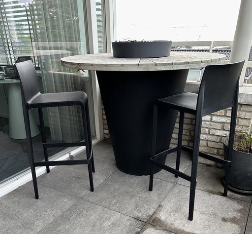 Mega Flower Box Table With 2 Pedrali Stools.