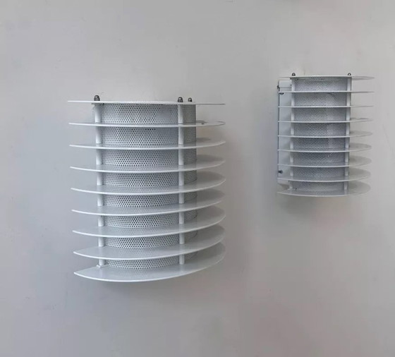 Image 1 of 2 apliques de pared de metal lacado en blanco, Borens, Suecia, 1980