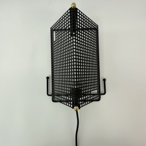 Image 1 of Mid-century Design Perforated Metal Wall Lamp by Tjerk Reijenga for Pilastro, Dutch Design, 1950s