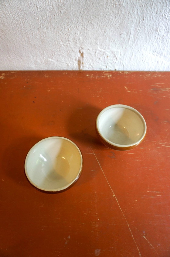 Image 1 of 2 X Small Brown Striped Sandstone Grès French Gein Ceramic Bowls