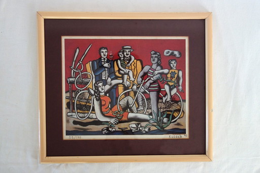 Fernand Léger, "Les Loisirs Sur Fond Rouge" 1949, Lithograph