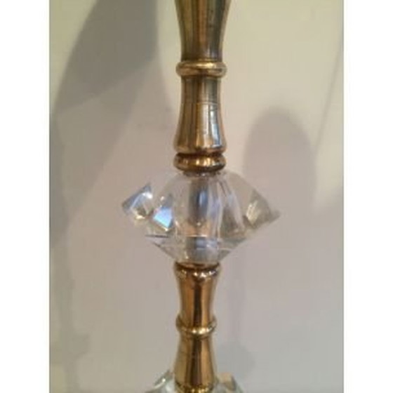 Image 1 of Vintage French brass and glass floor lamp, 1960