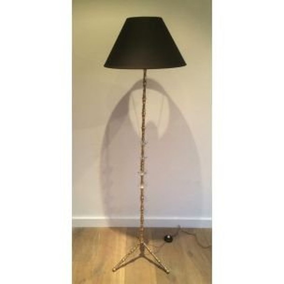 Image 1 of Vintage French brass and glass floor lamp, 1960
