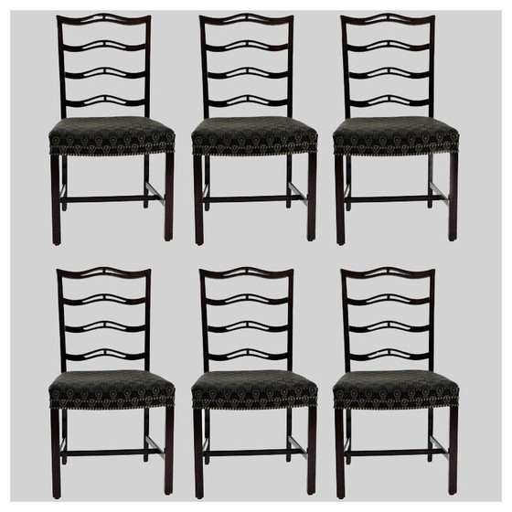 Image 1 of Set of 6 vintage mahogany dining chairs by Georg Kofoed, Denmark 1930