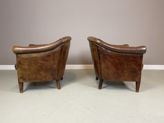 Image 1 of 2x Fauteuils club en peau de mouton Nico v Oorschot vintage