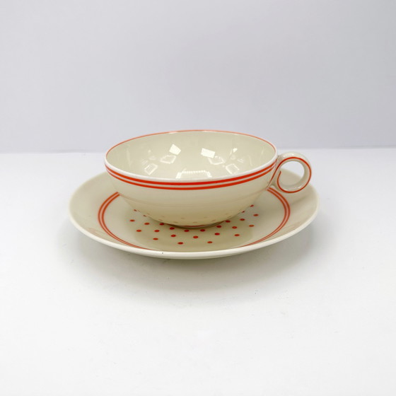 Image 1 of Art Deco Service Bohemia Royal Ivory Persons Cream Orange Porcelain Coffee Tea