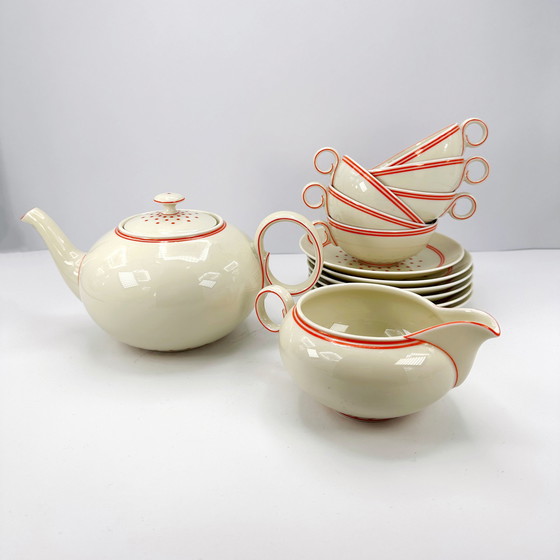 Image 1 of Art Deco Service Bohemia Royal Ivory Persons Cream Orange Porcelain Coffee Tea