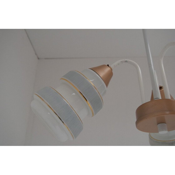 Image 1 of Lampadario vintage in vetro e metallo laccato, Cecoslovacchia 1970