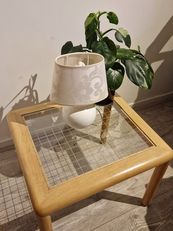 Image 1 of Vintage Side Table Oak Glass