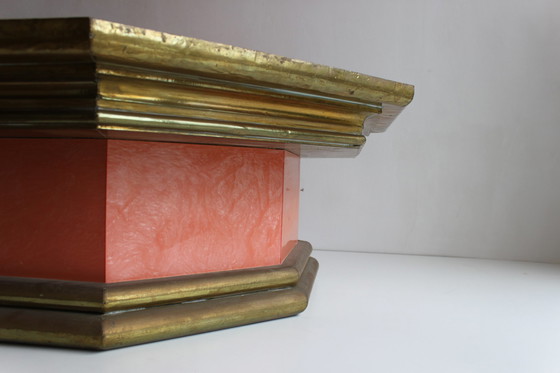 Image 1 of Brass & Pink Faux-Pearl Table by Rodolfo Dubarry, Marbella 1970s