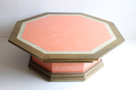 Image 1 of Brass & Pink Faux-Pearl Table by Rodolfo Dubarry, Marbella 1970s