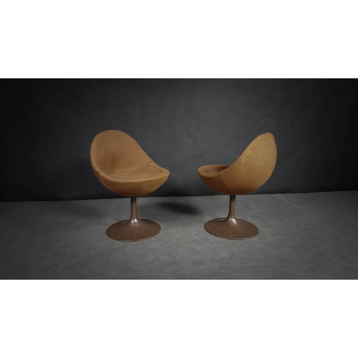 Pair of brown scandinavian armchairs by B. Johanson - 1960s