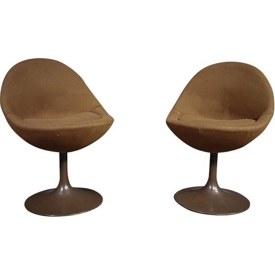 Image 1 of Pair of brown scandinavian armchairs by B. Johanson - 1960s