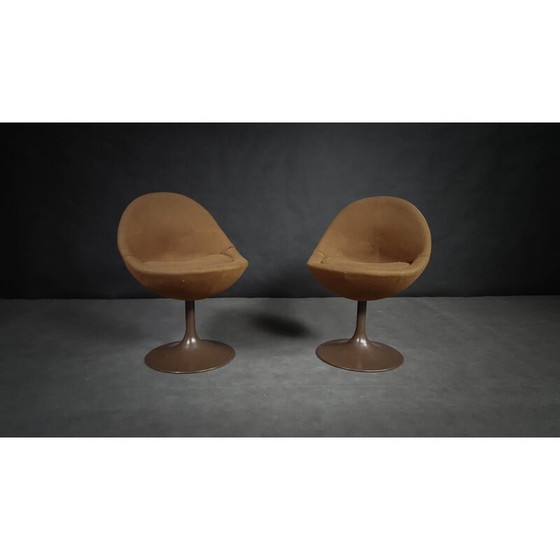 Image 1 of Pair of brown scandinavian armchairs by B. Johanson - 1960s