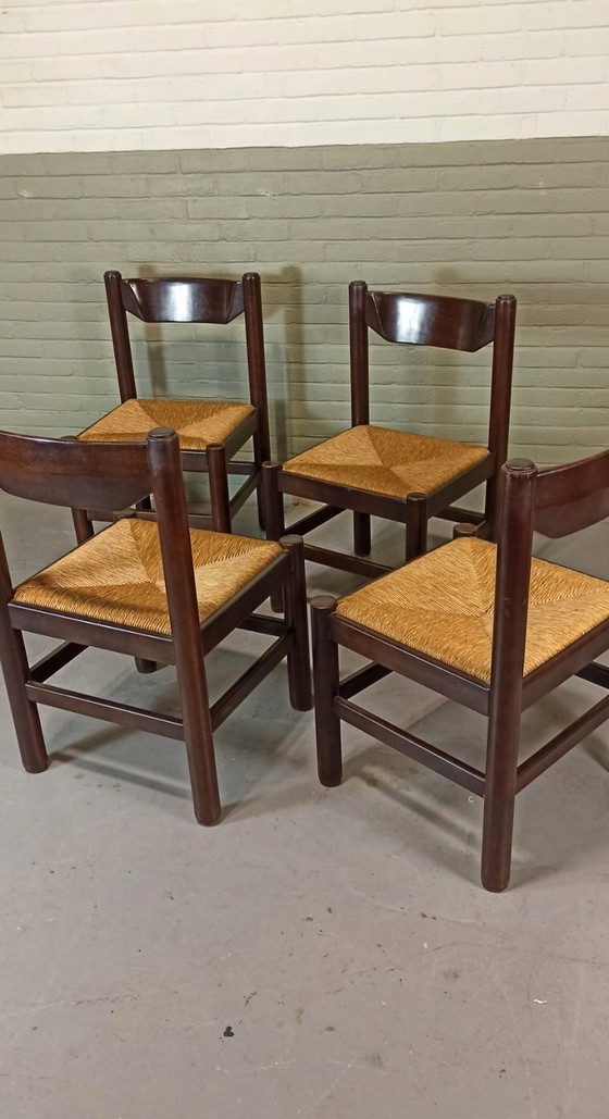 Image 1 of 4 X Rush Seat Dining Chairs 