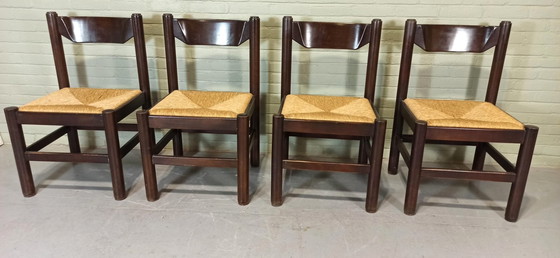 Image 1 of 4 X Rush Seat Dining Chairs 