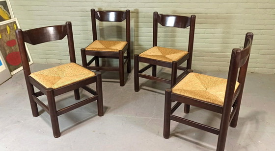 Image 1 of 4 X Rush Seat Dining Chairs 