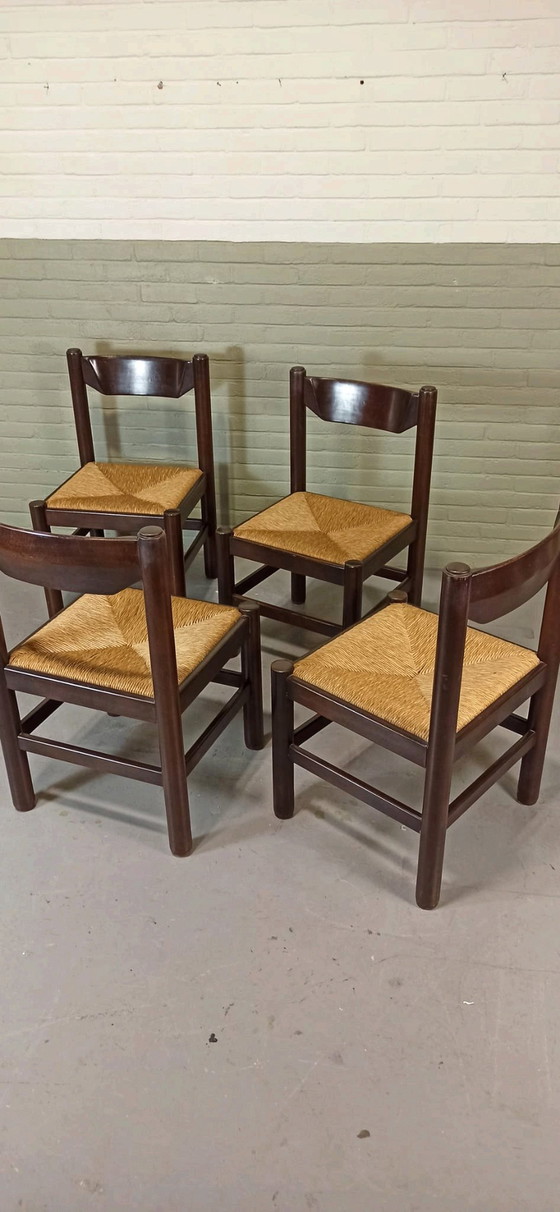 Image 1 of 4 X Rush Seat Dining Chairs 