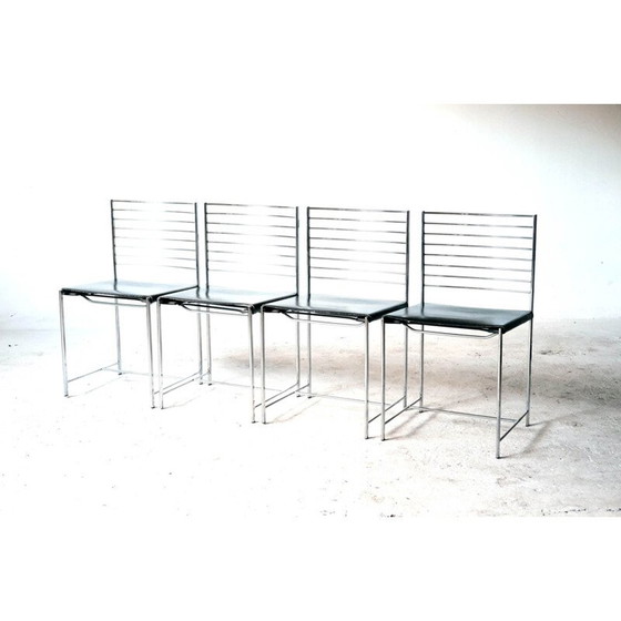 Image 1 of Set of 4 vintage chrome and leather chairs by Cidue, Italy 1970s