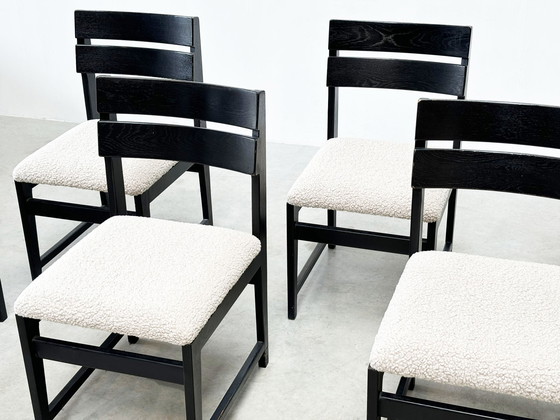 Image 1 of set of six brutalist Belgian dining chairs