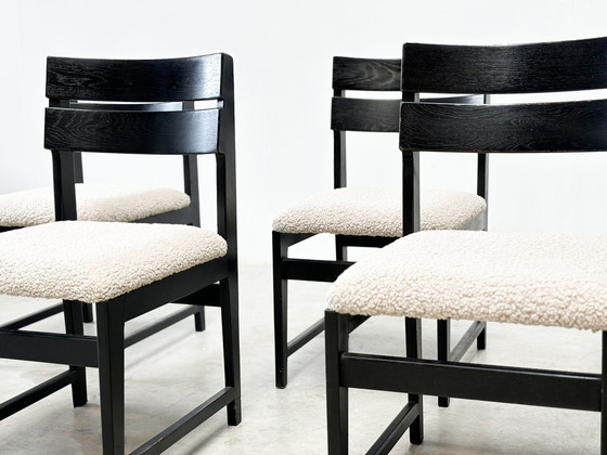 Image 1 of set of six brutalist Belgian dining chairs