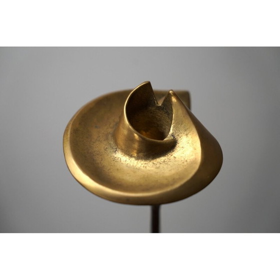 Image 1 of Pair of vintage bronze candlesticks with floral motif, Germany 1960