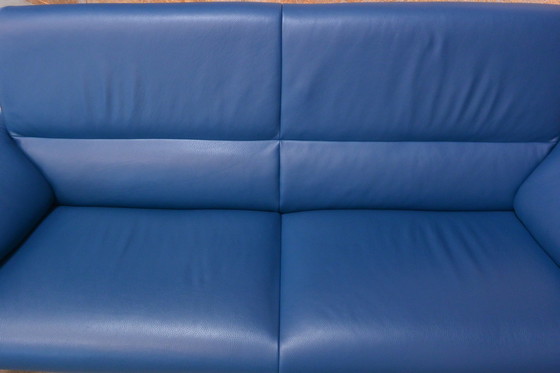 Image 1 of Blue Leather Leolux Felizia Design Sofa