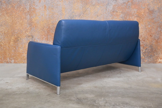 Image 1 of Blue Leather Leolux Felizia Design Sofa