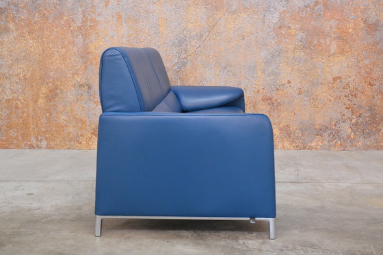 Image 1 of Blue Leather Leolux Felizia Design Sofa