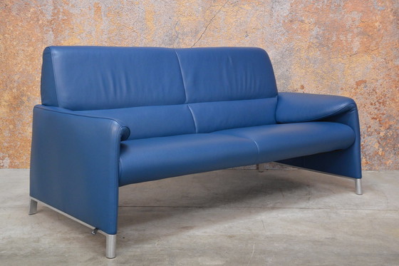 Image 1 of Blue Leather Leolux Felizia Design Sofa