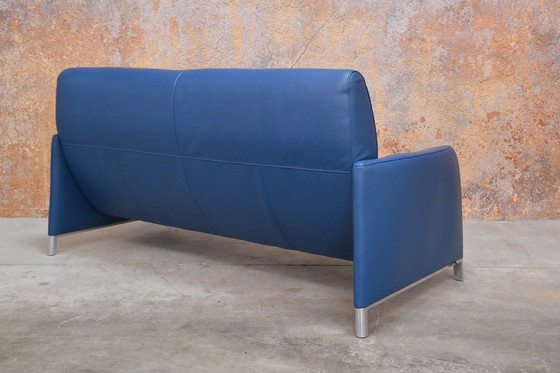 Image 1 of Blue Leather Leolux Felizia Design Sofa