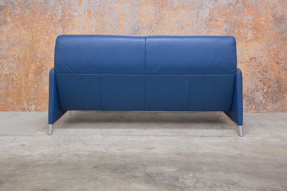 Image 1 of Blue Leather Leolux Felizia Design Sofa