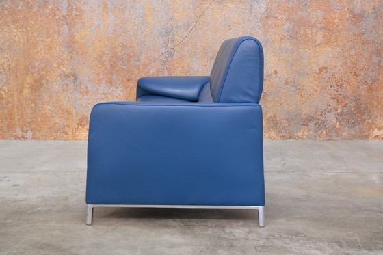 Image 1 of Blue Leather Leolux Felizia Design Sofa