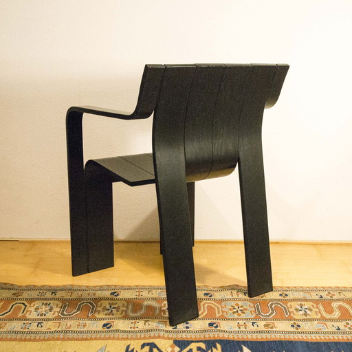 Stripchair Dining Chair By Gijs Bakker For Castelijn, Black, 1970S