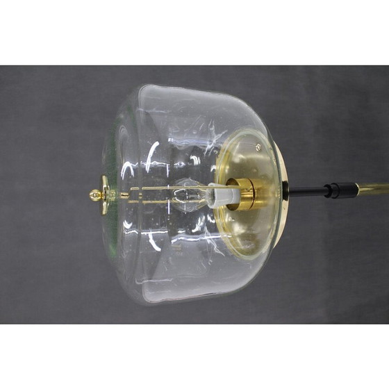 Image 1 of Pair of vintage glass and brass floor lamps by Kamenicky Senov, Czechoslovakia 1970