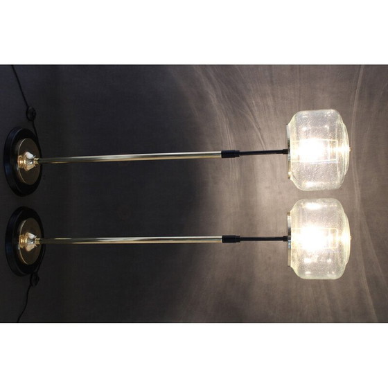 Image 1 of Pair of vintage glass and brass floor lamps by Kamenicky Senov, Czechoslovakia 1970
