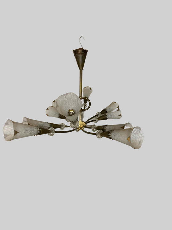 Image 1 of French art deco chandelier by Maison Lunel model Arum