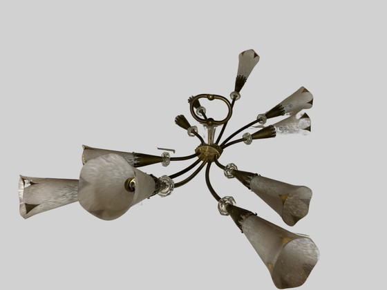 Image 1 of French art deco chandelier by Maison Lunel model Arum